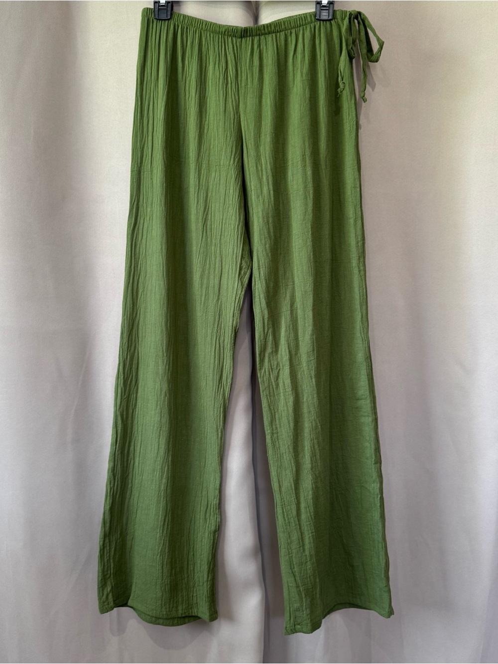 Wide Legged Boho Pants w/Elastic Waist and Tie Detail Size S 🫒